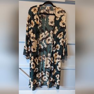 PinkBlush Green Floral Chiffon Maternity Cover Up size Medium